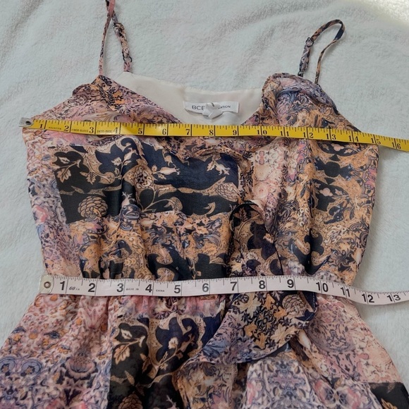 NEW BCBGeneration Chiffon Floral Spaghetti Strap V Neck Romper Colorful Size XXS - Picture 6 of 10
